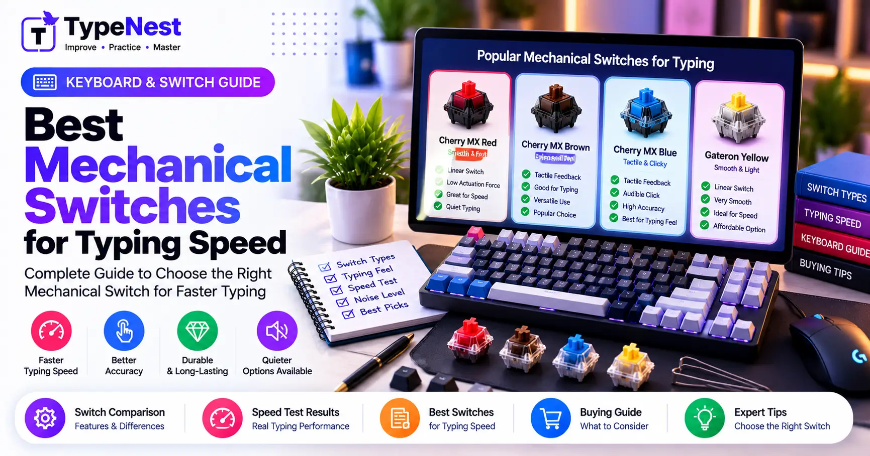 Linear vs Tactile vs Clicky Switches for Typing Speed