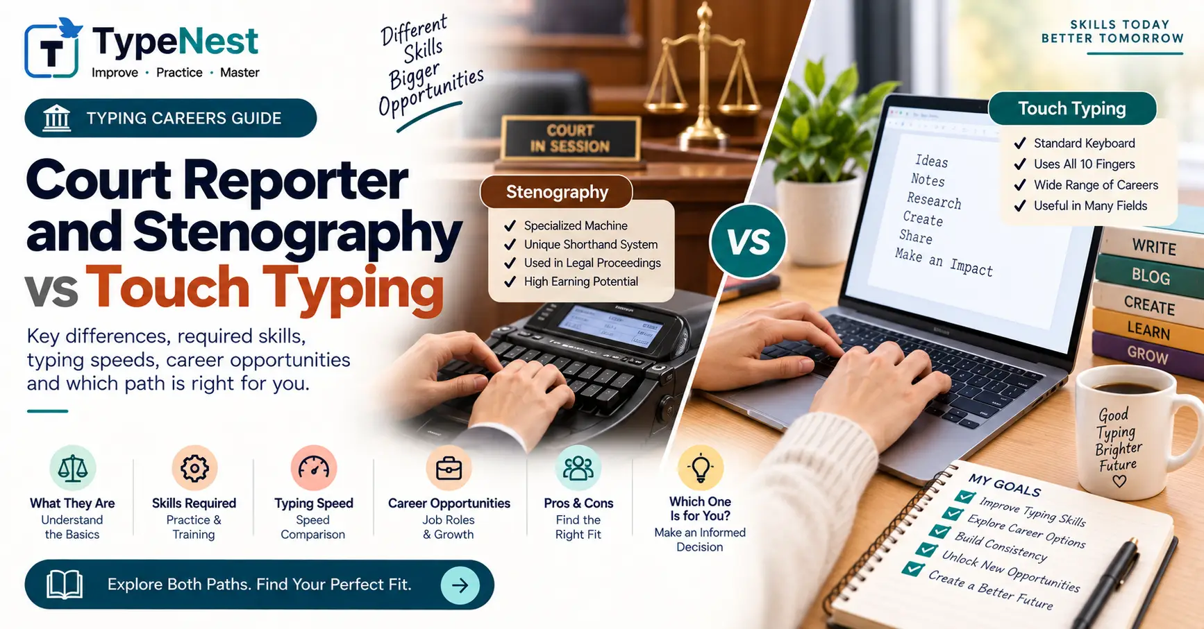 Court Stenography vs Touch Typing Comparison