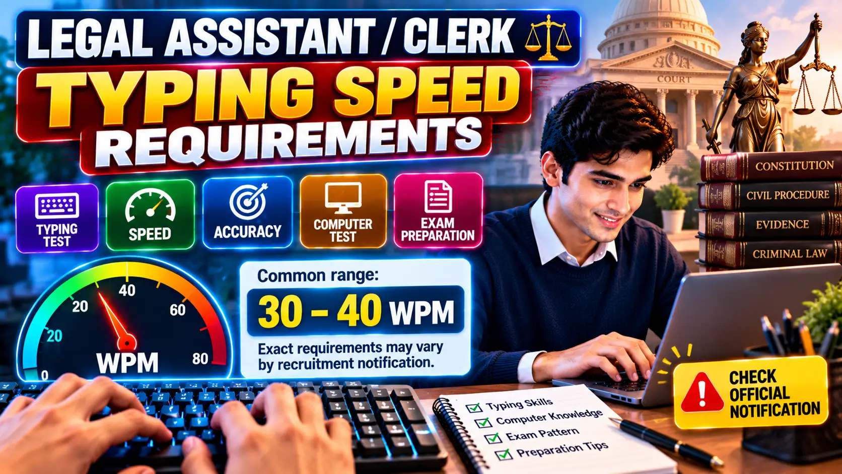 Legal Typing Speed Standards for Law Clerks and Paralegals