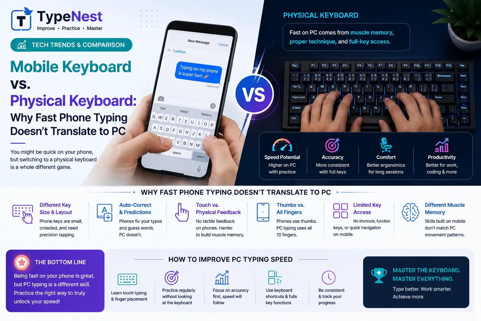 Mobile Keyboard vs Physical PC Keyboard Comparison