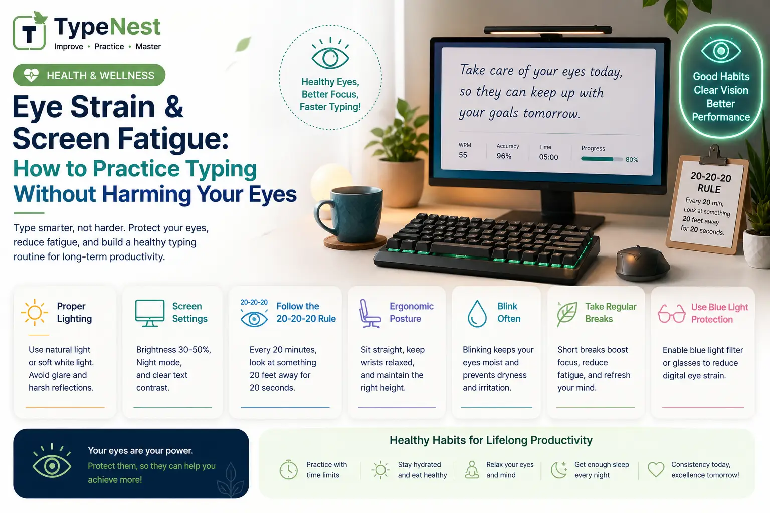 Prevent Eye Strain and Screen Fatigue While Typing